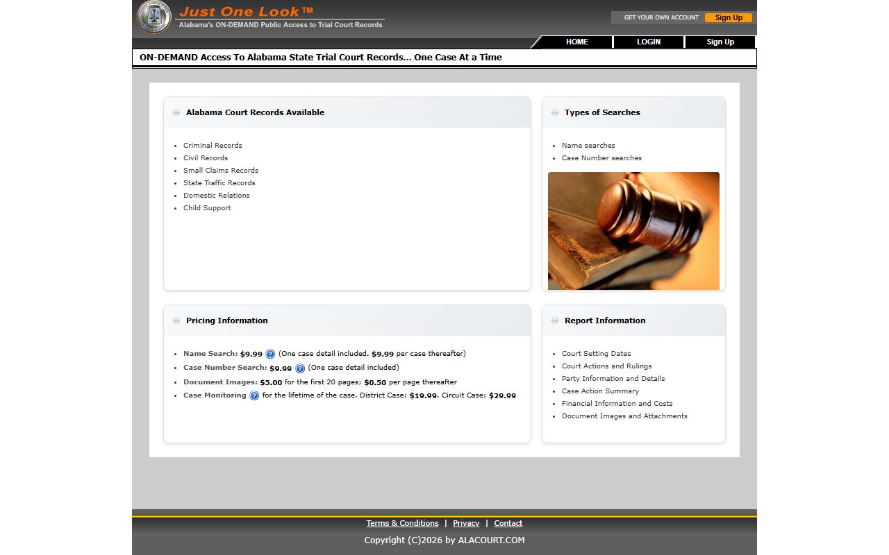 Alacourt public access portal for Dale County arrest and court charge lookup
